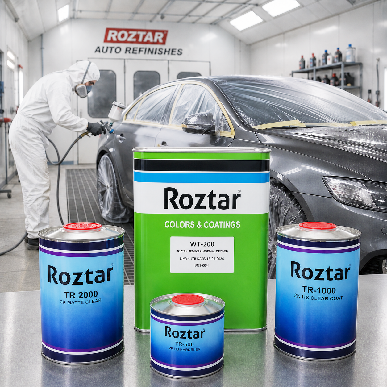 Roztar automotive refinish packaging